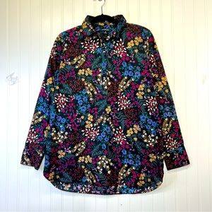 NWOT Lands End Floral tunic blouse 12 no iron 100% cotton